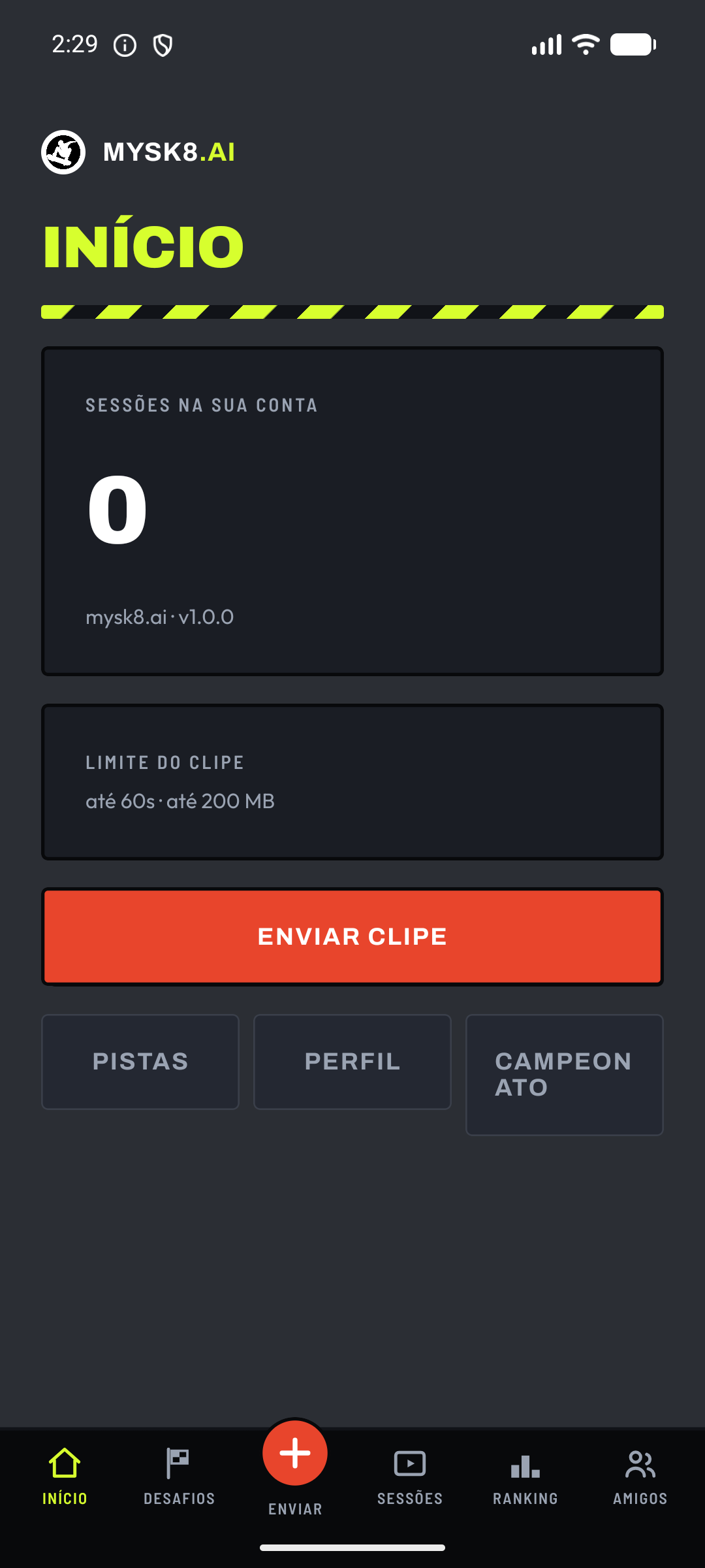 Tela de início do MySK8.AI